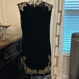 NWT WHBM Black Velvet and Embellished Dress M